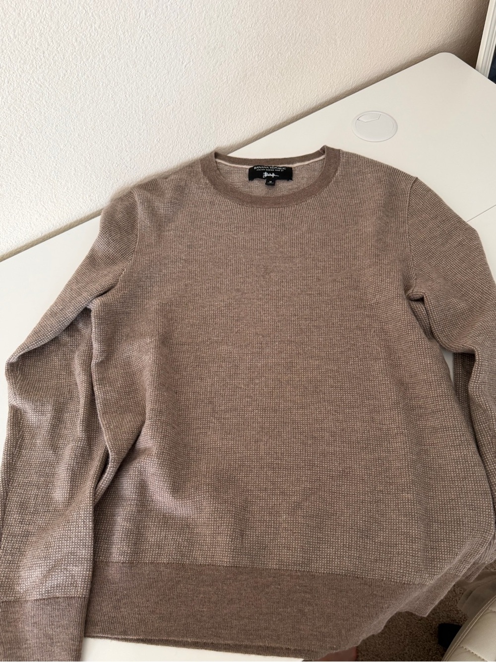 Banana Republic | Italian Merino Yarn | Men's Crewneck Sweater - Taupe Brown